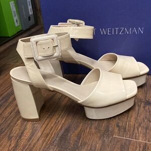 Stuart Weitzman Newdeal Leather Platform Sandals 7.5